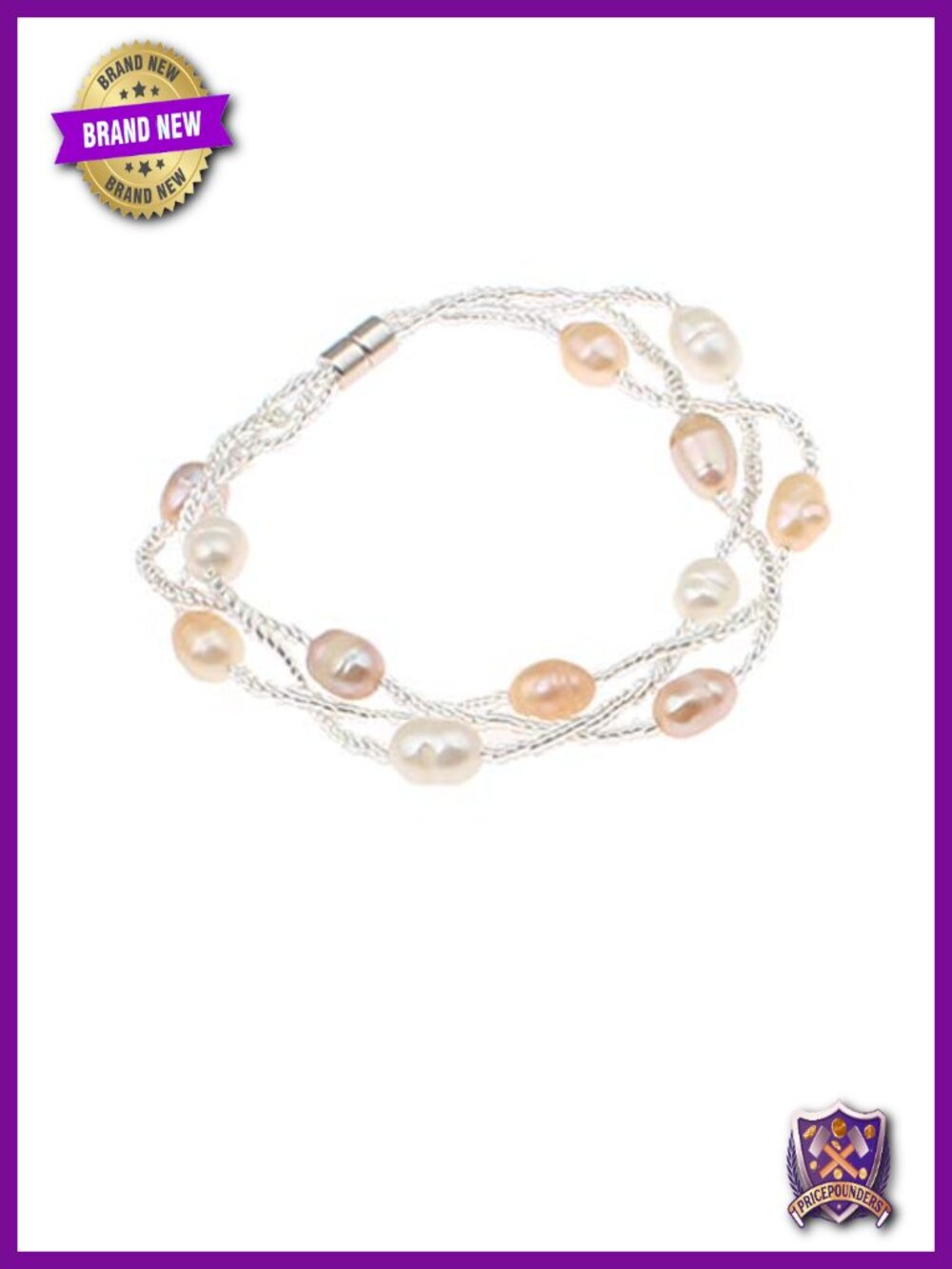 Genuine Freshwater Cultured Pearl Bracelet Women 7-8mm Handmade Multi-Strand